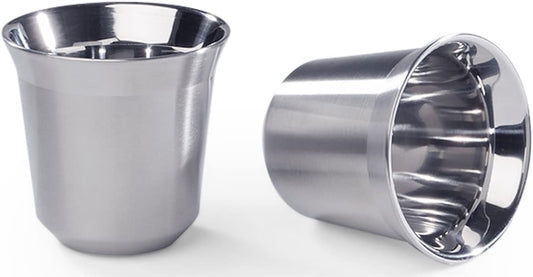 Espressotassen-2er Set in edler Optik - Doppelwandig aus Edelstahl (80 ml)